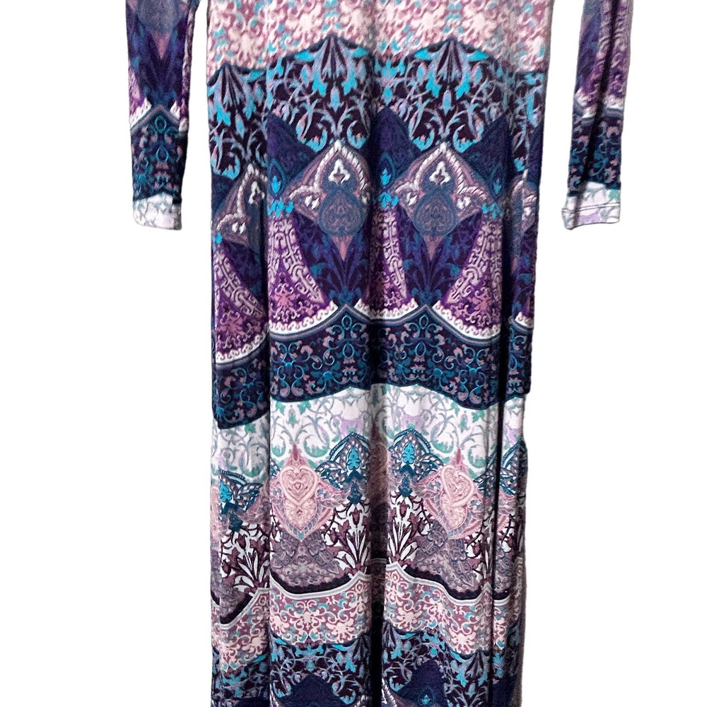 New York and Company The Bohemian Ornate Print Maxi Dress Blue Lyrics Small - Picture 16 of 16